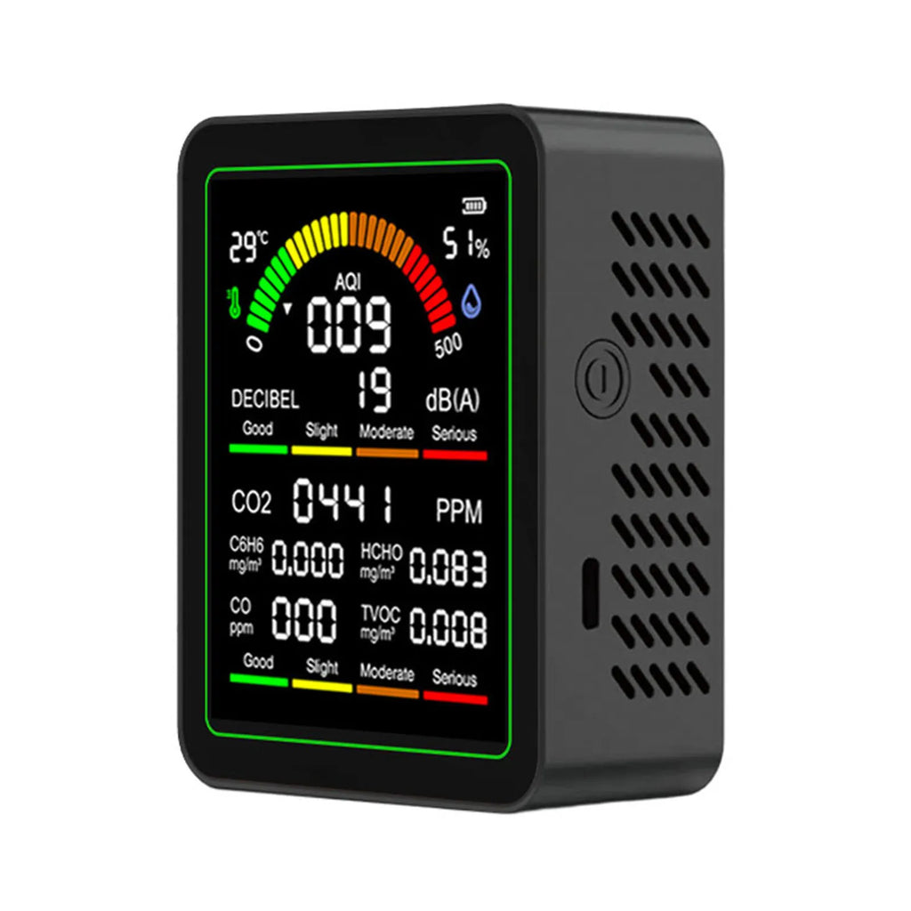 9-in-1 Air Quality Monitor – CO2, TVOC, HCHO, CO & Noise Air Quality Monitor Vue black China Mainland