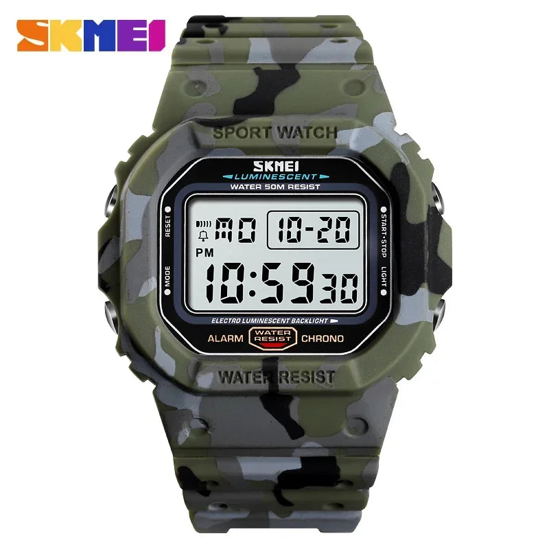 SKMEI 1471 Men's Military LED Digital Sport Watch | Waterproof Digital Sport Watch Vue 1471Green camouflage China Mainland
