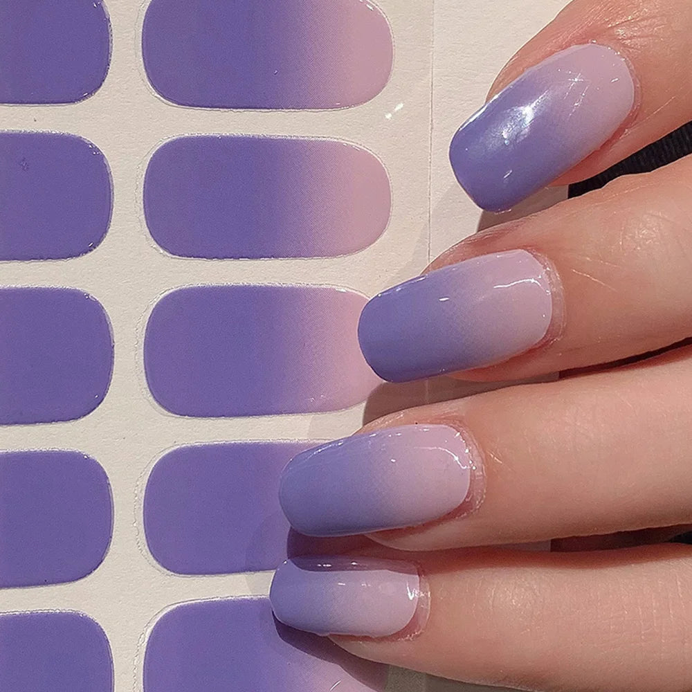 Semi-cured Gel Nail Stickers Solid Color Nail Semi-baked Tips Full Paste Nail Decals UV Lamp Need Vue