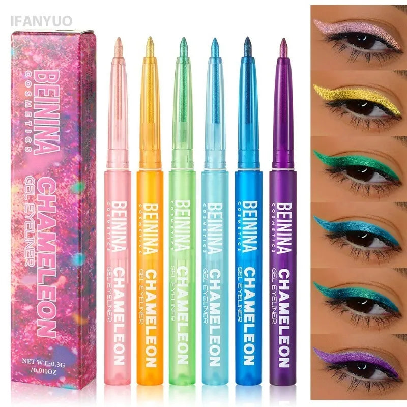 Shiny Chameleon Metallic Yellow Eyeliner Gel Pen Eyeshadow Multicolor Eye Liner Pearlescent Polarized Glitter Eye Pigment Makeup Vue