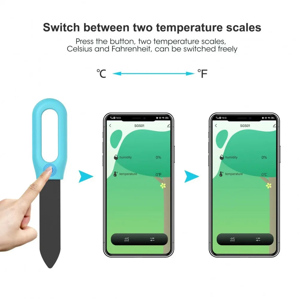 Tuya 2 In 1 Bluetooth-compatible/Zigbee Soil Tester Moisture Temperature Humidity Sensor Wireless Earth Hygrometer for Garden Vue