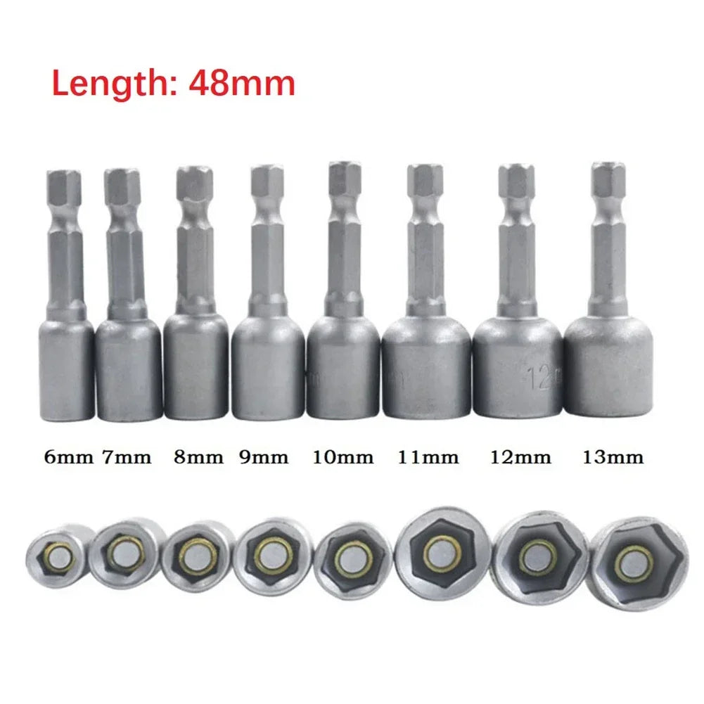 Magnetic Hex Nut Driver Socket 1/4" Shank Power Drill 6–13mm Nut Driver Socket Vue