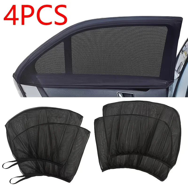 Car Full Window Sunshade Front Rear Breathable Mesh Suitable Cars RVs Vue 4pcs