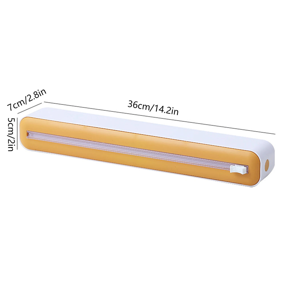 Plastic Wrap Dispenser with Slide Cutter Saran Wrap Dispenser Reusable Dispenser for Food Packaging in Restaurant for Cling Wrap Vue