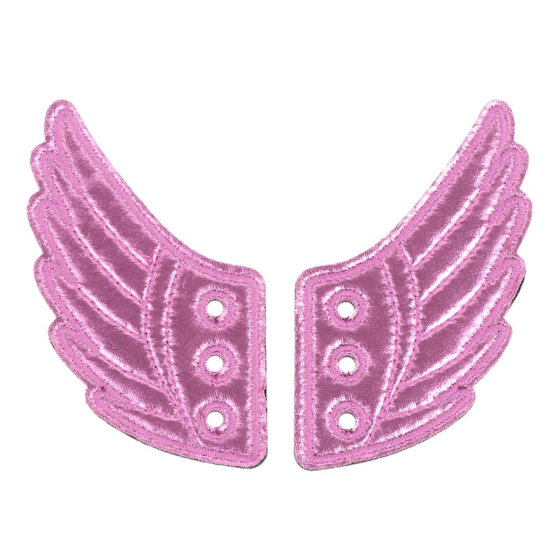 1 Pair Kids Foils Shoes Sneaker Angel Wing Girls Boys Clothing Decor DIY Accessories Vue Pink