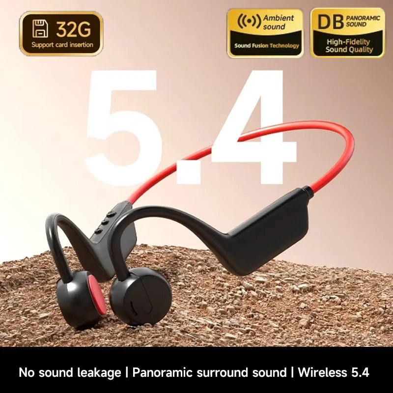 Bone Conduction Bluetooth Earbuds IPX8 Running Sports Waterproof Over-Ear Style Long Battery Life Low Noise With Mic Vue