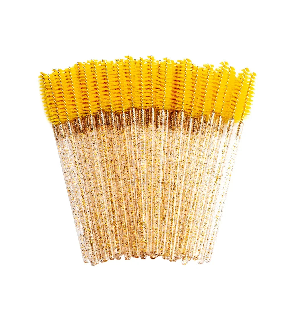 50pcs Disposable Eyelash Brushes Eyelashes Extension Tools Eyebrow Brush Mascara Wands Applicator Spoolers brosse cils Vue 50PCS-JMS1-YELLOW