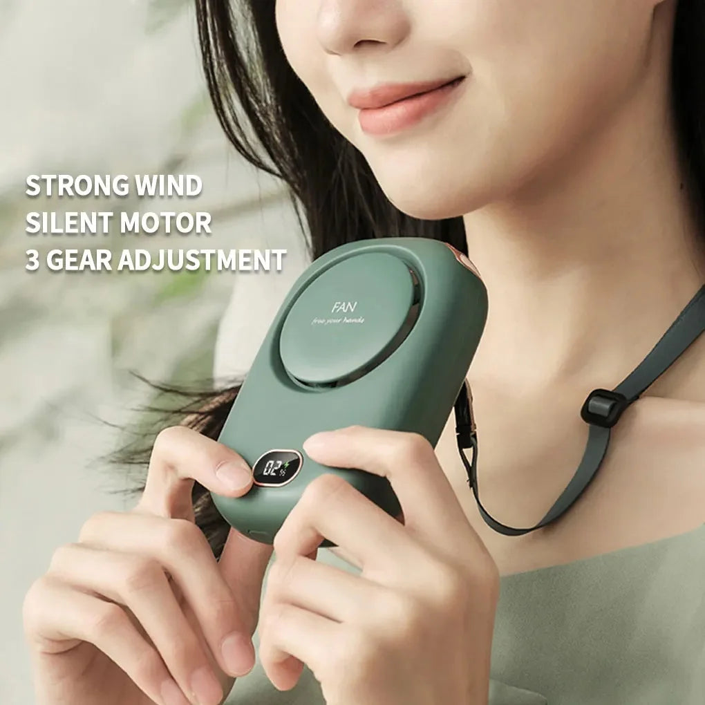 Portable Lazy Hanging Neck Fan Mini Bladeless Waist Clip Fans 2000mAh USB Rechargeable Mute Outdoor Sports 3 Gear Cooling Fan Vue