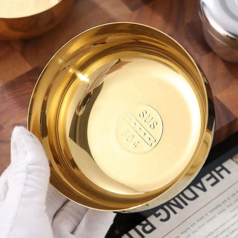Stainless Steel Bowl Korean Big Cooked Rice Bowl With Cover Single Layer Steamed Rice Bowl Child Anti-Scalding/fall Tableware Vue