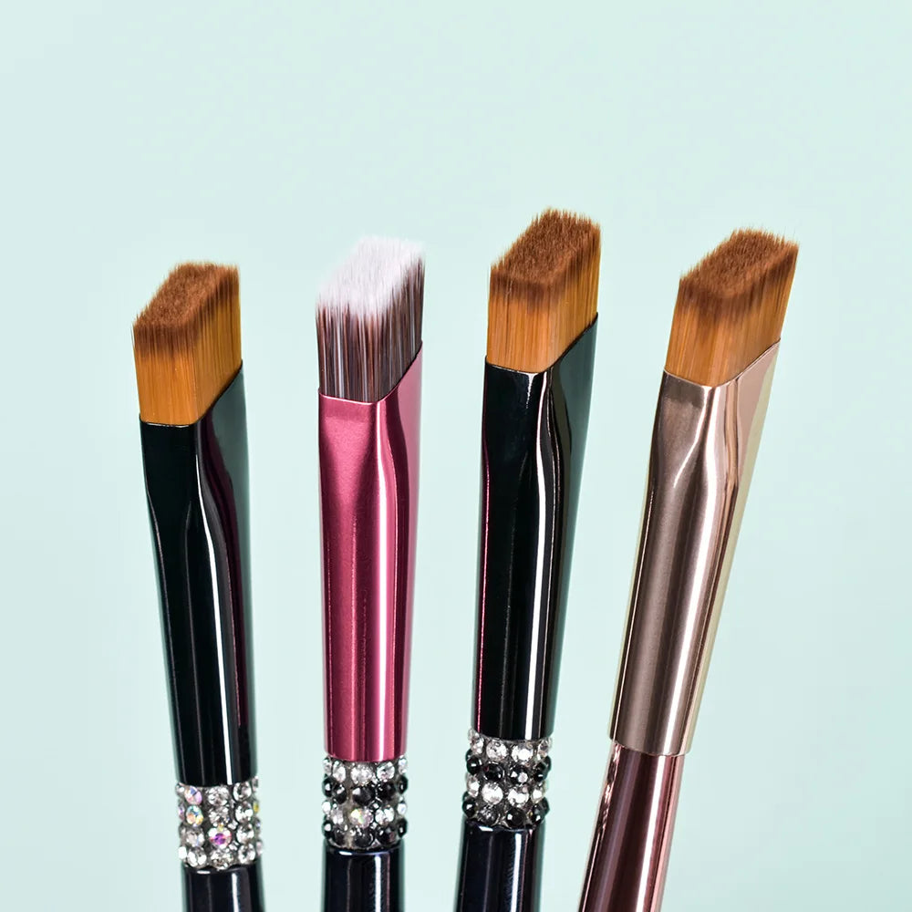 Eyebrow Makeup Brush Square Quad Angled Brushes Slanted Flat Beauty Cosmetic Tool Luxury Diamond Handle Private Label 20pcs Vue