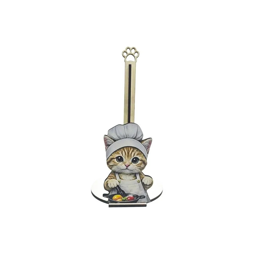 Desktop Decoration Adorable Tissue Holder Kitten Bow Kitchen Towel Rack Chihuahua Cat Roll Paper Standing Rack For Kitchen Vue