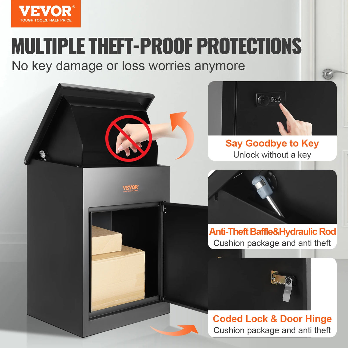 Wall Mounted Locking Mailbox – Waterproof Package Delivery Box Locking Mailbox Vue