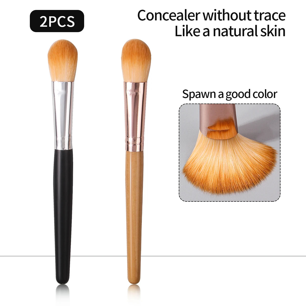 2pcs high-quality loose powder brush, blush brush, concealer brush, contouring brush, multi-purpose facial makeup brush tools Vue