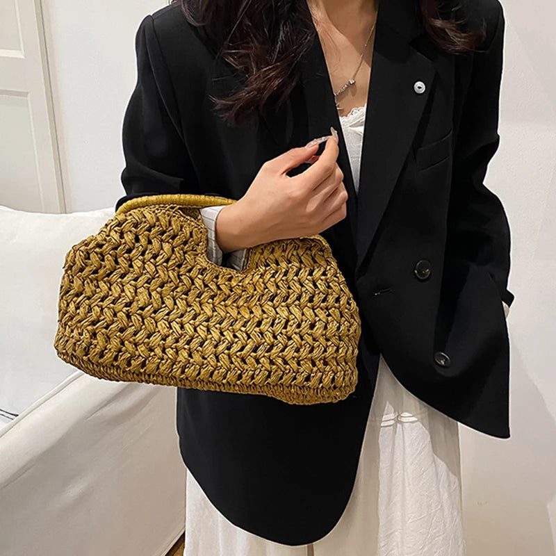 Summer Beach Bag Women Clutch Luxury Designer Straw Bags Tote Handbag
