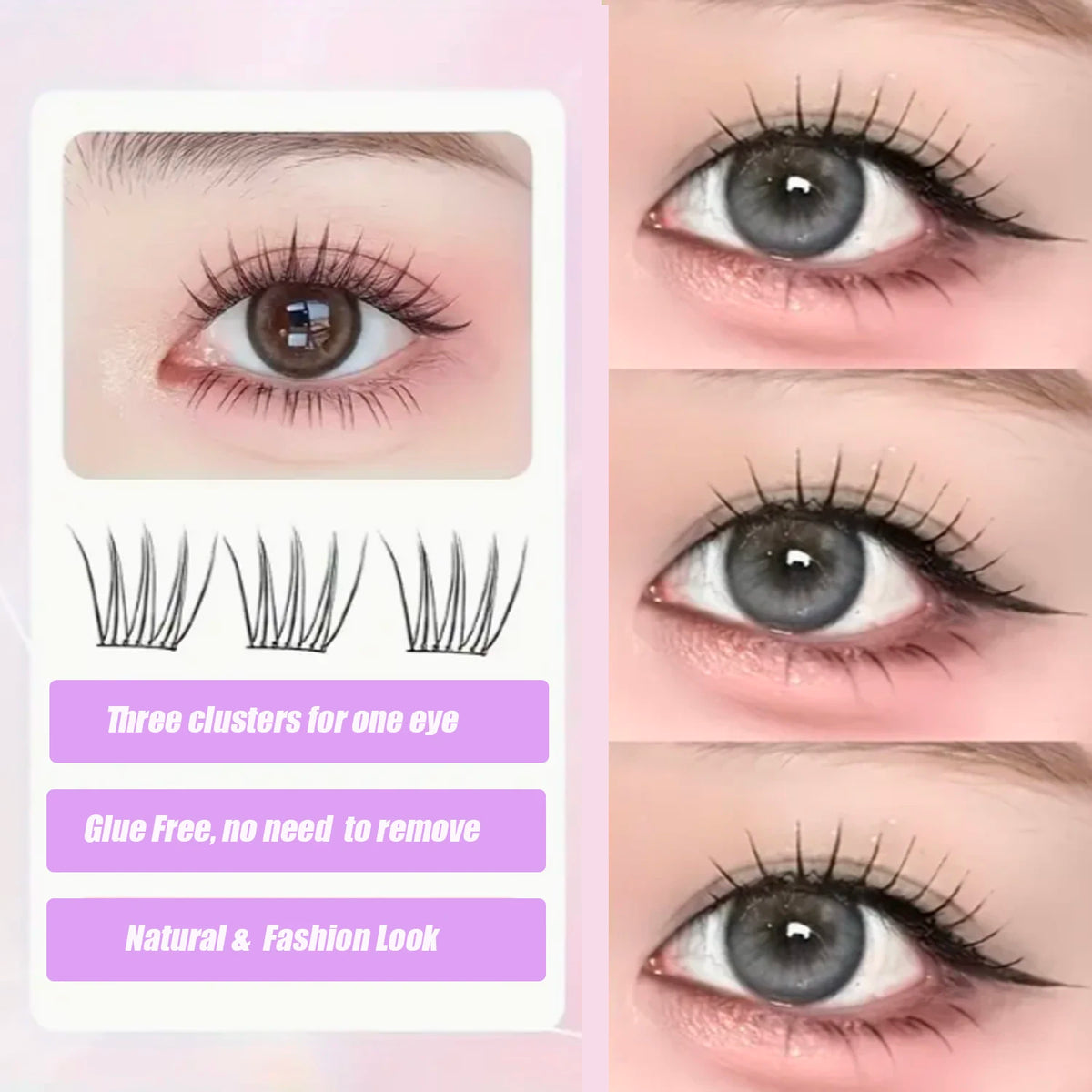 Self Adhesive Eyelashes Cluster Lashes No Glue Individual Lashes Soft Idol Lash Clusters Reusable Self Adhesive Lashes Vue