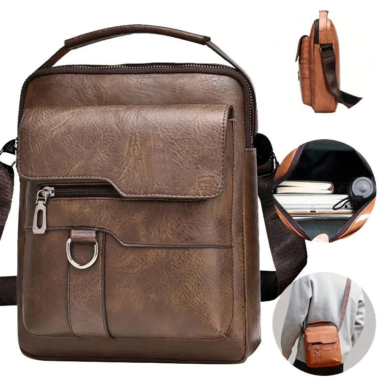 Multi-purpose Men's Shoulder Bag Work PU Crossbody Briefcase Handle