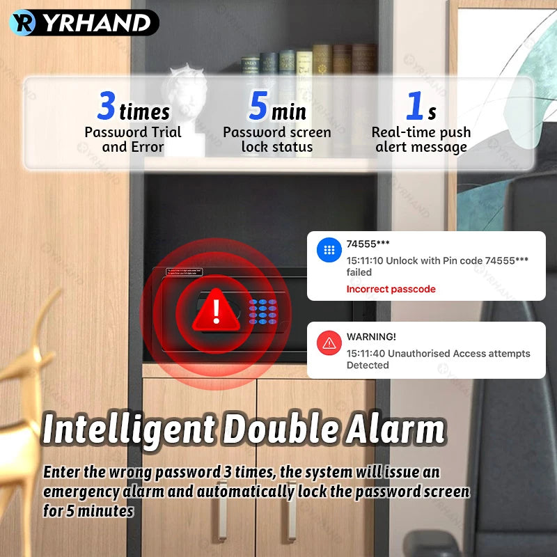 YRHAND Cashbox Ttlock app Hotel Room Safe Box electronic digital lock Good quality hotel safe box work with GoogleHome and Aleax Vue