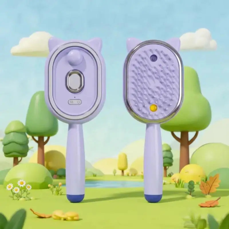 3 In 1 Rechargeable Electric Steam Massage Comb Self Cleaning Spray Scalp Care Air Cushion Brush Vue A3 Purple USB Type-C