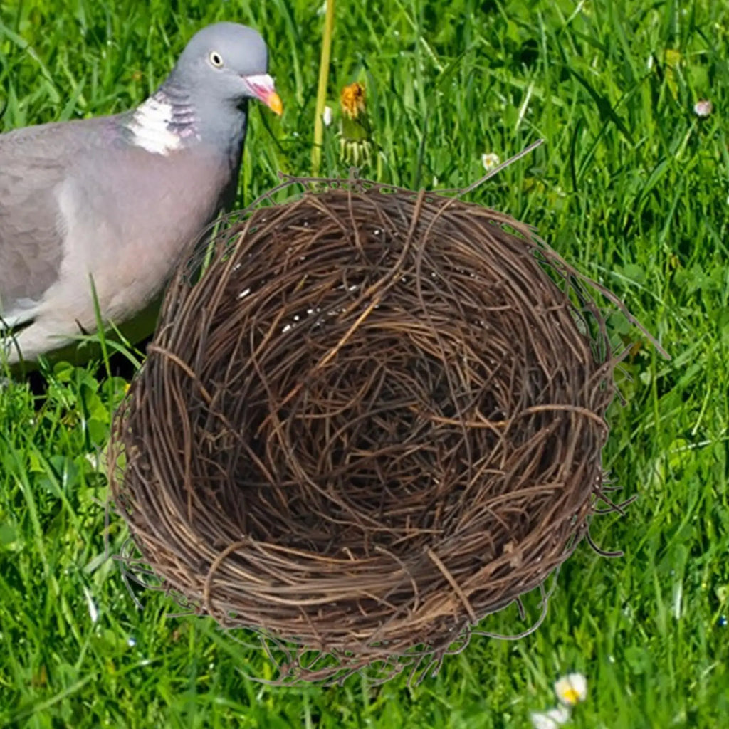 10cm Flat Base Bird Nest Handmade Woven Hatch House for Cage Small Animal Bed Accessories for Parakeet Canary Finch Lovebird Vue