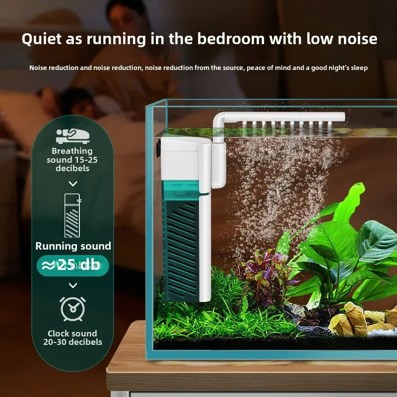 Mini Fish Tank Built-in Filter Water Purification Circulation Oxygen Generation Wave Rain Small Filter Water Pump Small Tank Vue