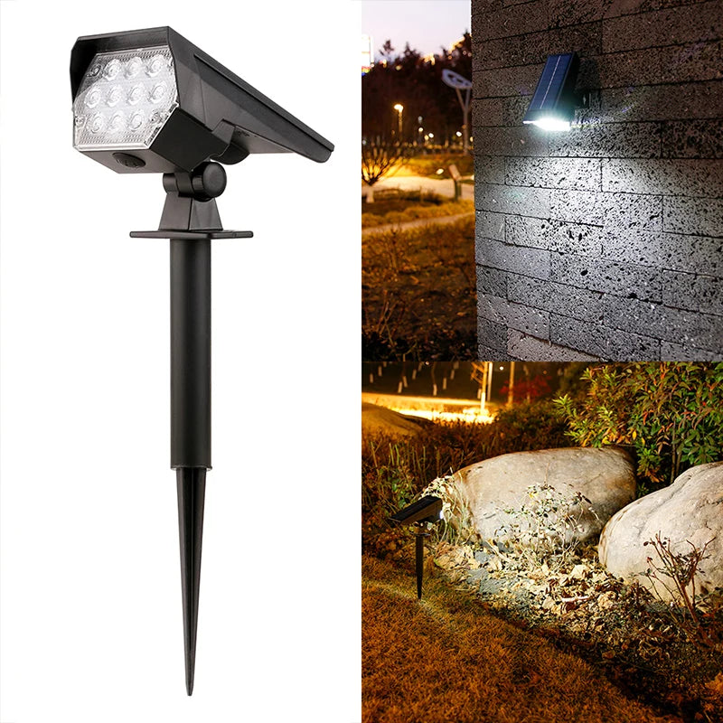 10 LEDs Solar Spotlight Outdoor, 180° Adjustable Waterproof & Anti - aging Ground/Wall Mount, for Garden Yard Landscape Lighting Vue White Light