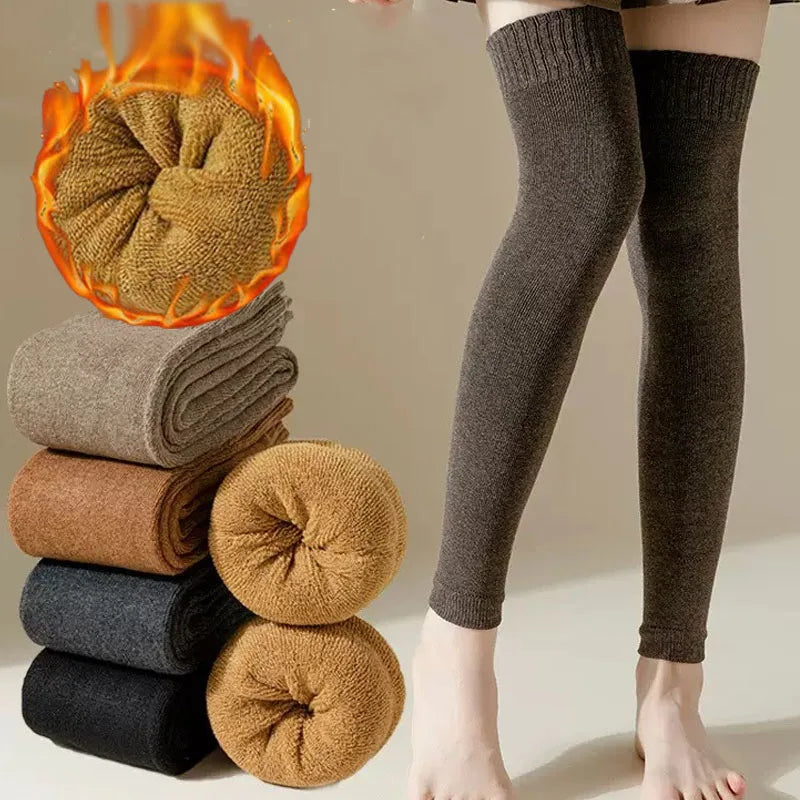 1-20Pairs Over Knee Fleece Lined Thermal Leg Warmers for Women Solid Color Thick Socks Cozy Fall Winter Versatile Comfort Vue