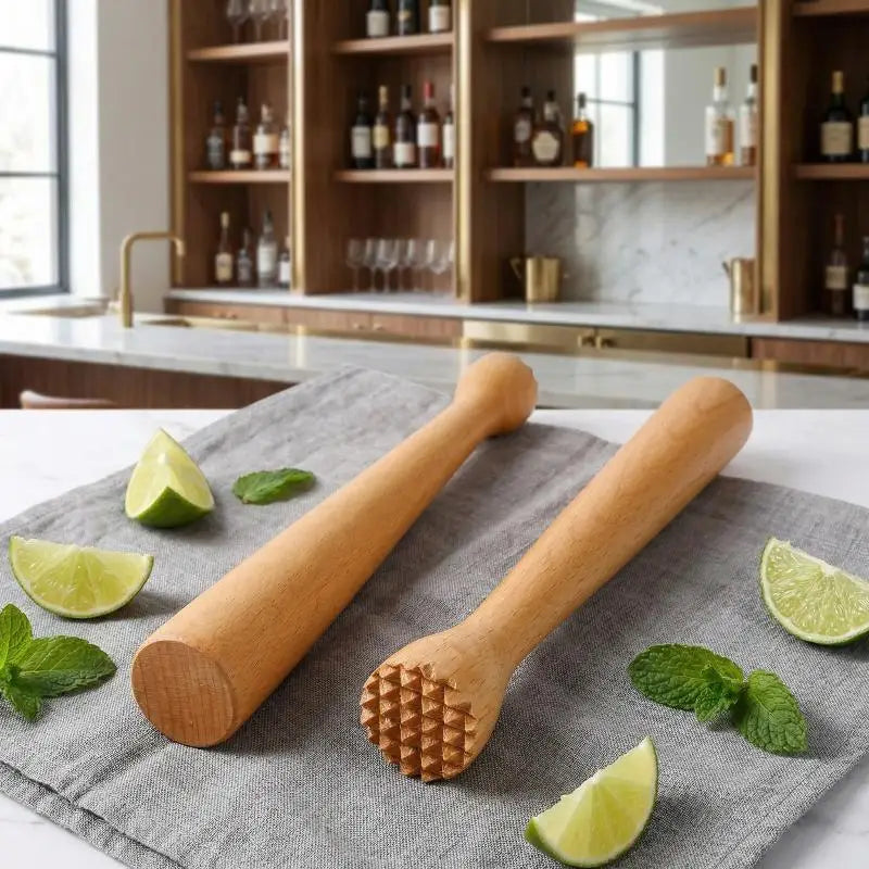 Wood Drink Muddler Heavy Duty Wooden Crusher Perfect for Bartenders Mixing Mojitos Fruit Ice at Home Bar Vue