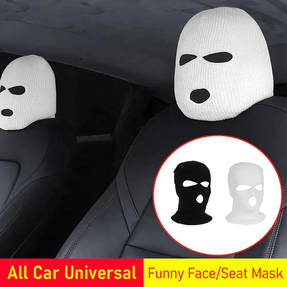 Universal Car Headrest Cover Car Seat Face Mask Ski Mask Halloween Christmas Funny Decoration for Tesla BMW Ford Volkswagen Kia Vue