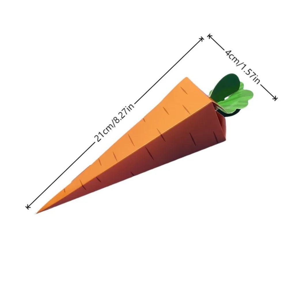 50pcs/set Cone Shaped Easter Candy Box Empty DIY Box Snack Packaging Bags Thickened Large Capacity Carrot Paper Box Vue