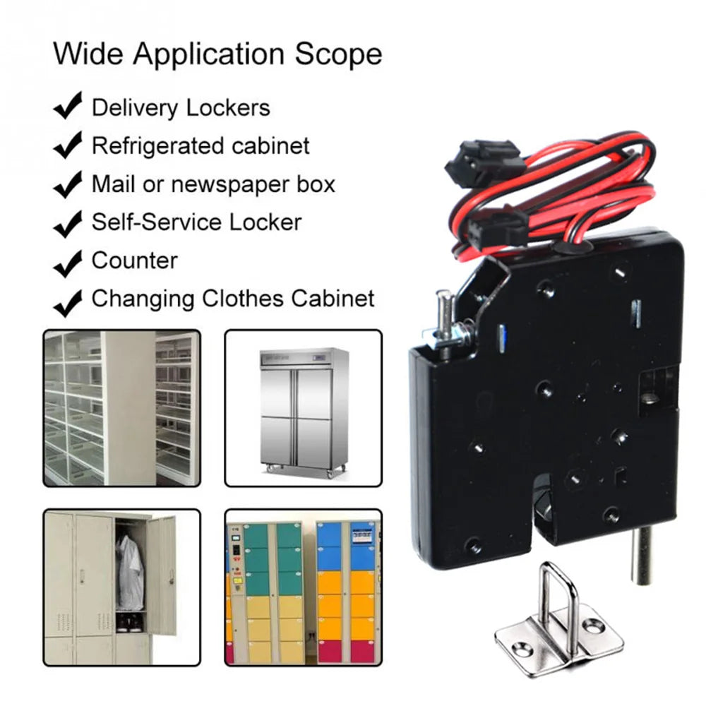 DC-12V electrical Lock Picks latch Electromagnetic Lock for Electronic Locker Smart Cabinet Lock with spring rod up to 330lbs Vue