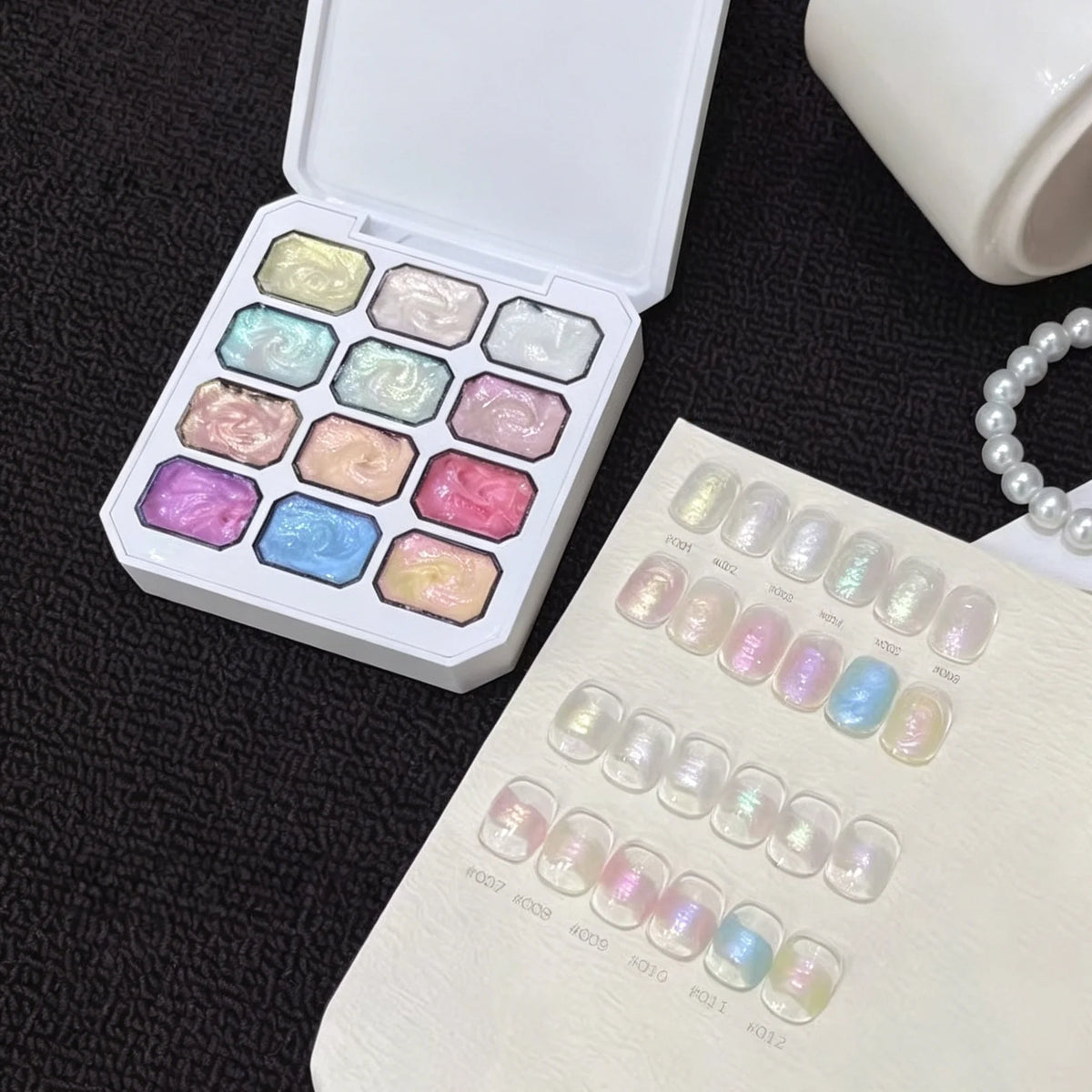 12 Color Nail Polish Highlighter Gel, Salon Nail Art Design Gel, High Saturation Glossy Finish, Perfect for Nail Art Vue