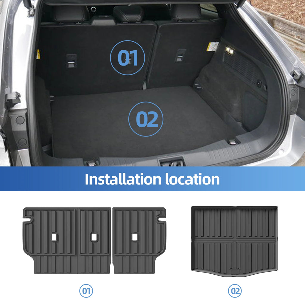 Smabee Left Drive for Ford Mustang Mach-E 2021 TPE Car Al-weather Floor Mats Trunk Pad Backrest Liner Interior Accessories Vue