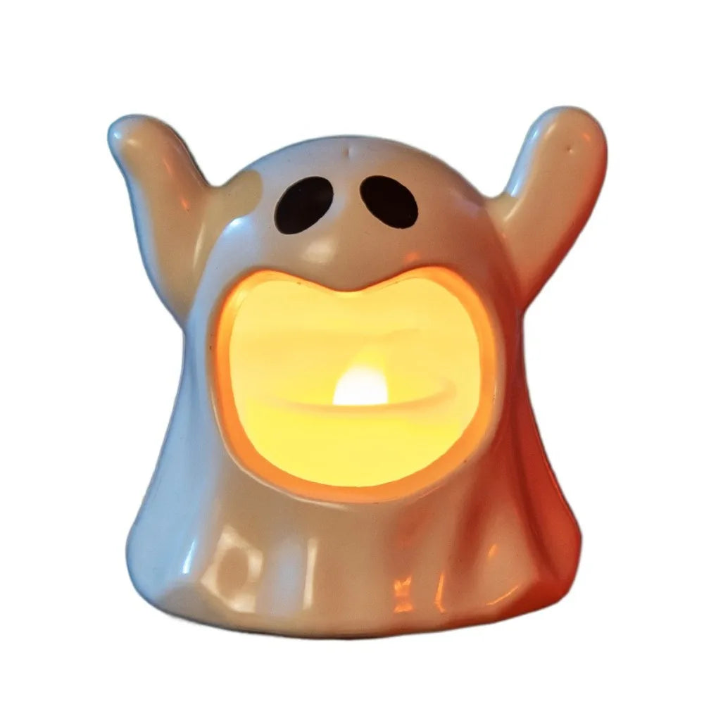 LED Light Halloween Decorations LED Candle Night Lights Portable Halloween Ghost Lamp Flameless Ornaments Halloween Ghost Candle Vue