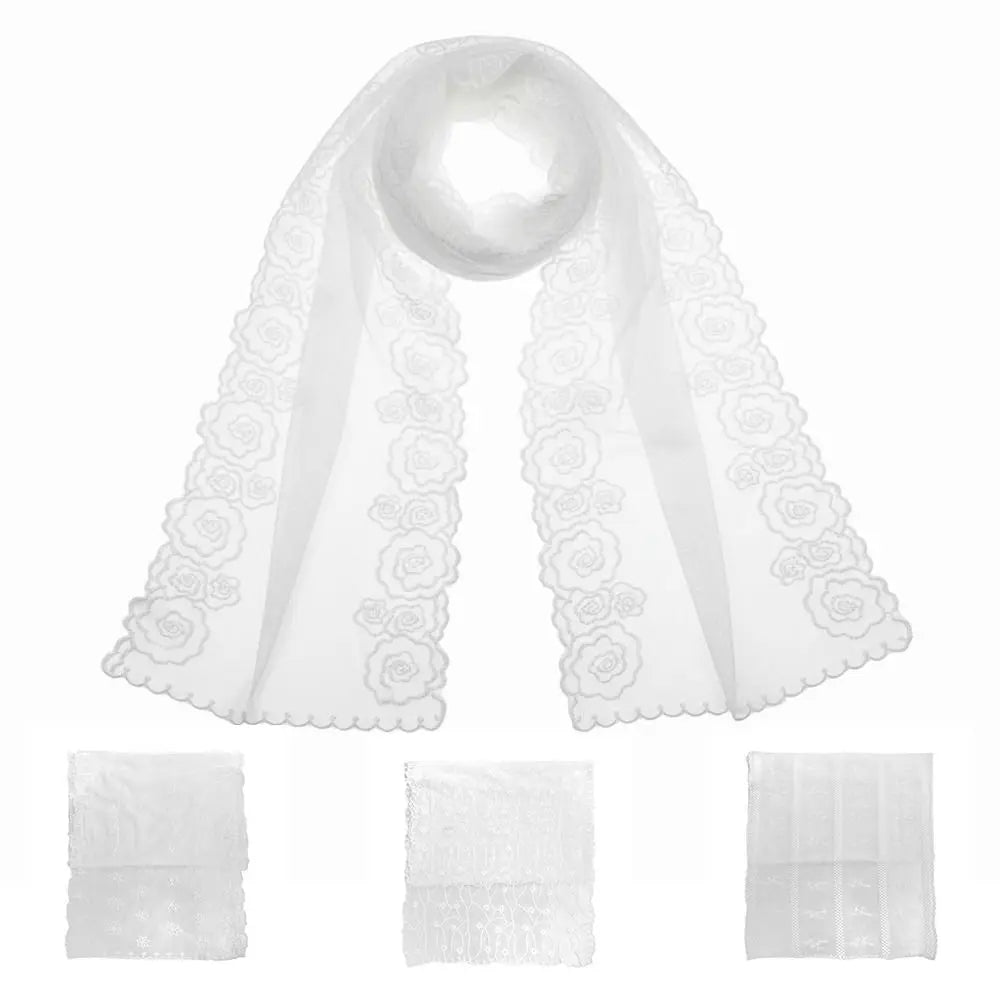 Retro Embroidered Flower Lace Scarf Lightweight Long Sunscreen Shawl