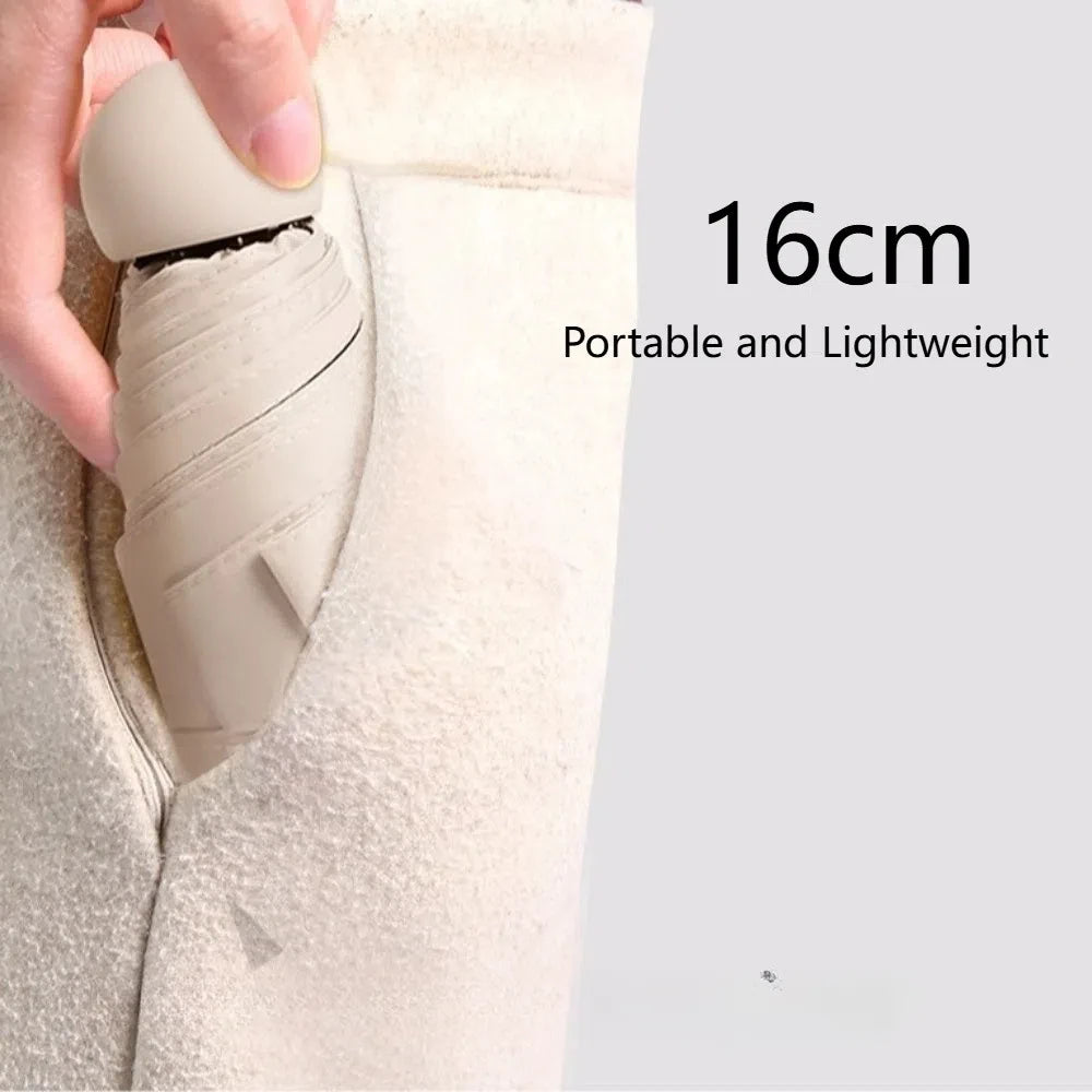 Mini Capsule Folding Umbrella UPF50+ Box Sun Rain Vinyl UV Sunshade