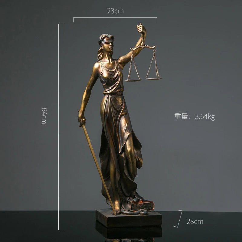 Greek Justice Goddess Sculpture Antique Bronze Scales Law Statue For Lawyer Office Desk Centerpiece For Law Students Decor Gift Vue