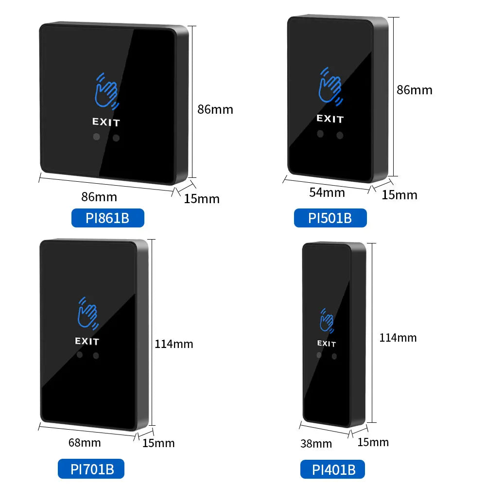 DC12V 24V Surface Infrared Sensor Switch No Touch Contactless Switches Wave to Release Door Lock Exit Button with LED Indication Vue