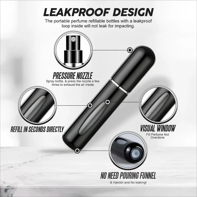 5ml Perfume Refill Bottle with Built-in Pump At The Bottom, Portable Spray Bottle Reusable Sample Perfume Bottle Cosmetic Bottle Vue
