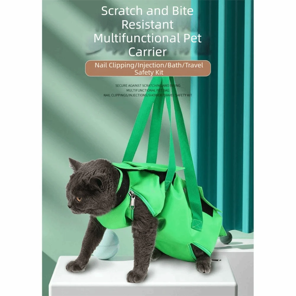 Anti-scratch Bite Fixed Portable Cat Bag Cat Nail Clipping Double Shoulder Pet Backpack Foldable Multifunctional Vue