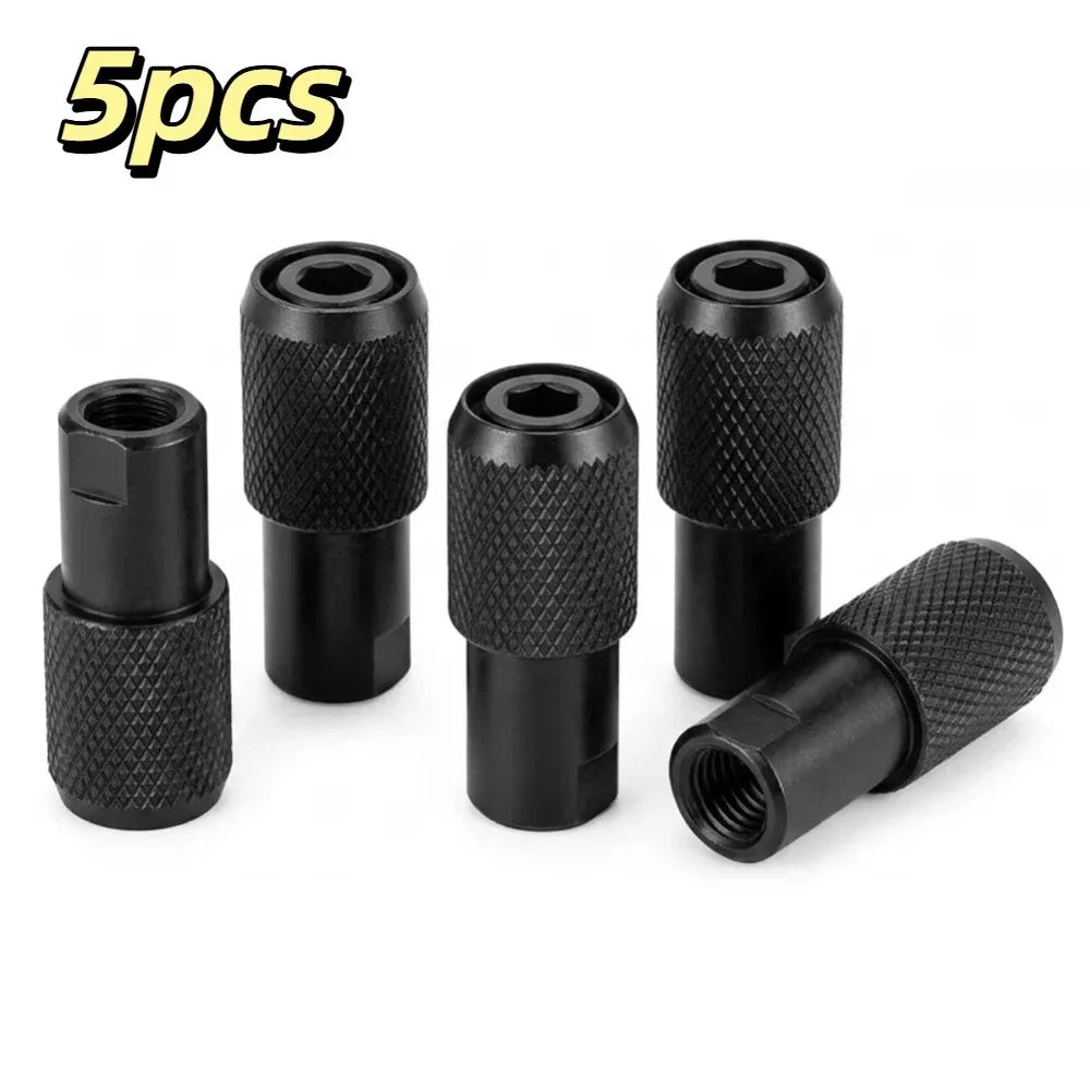 5pcs M10 Thread Angle Grinder Adapter 6.35mm Internal Hex High-Strength Alloy Hex Converter Compact Lightweight Design Vue Black