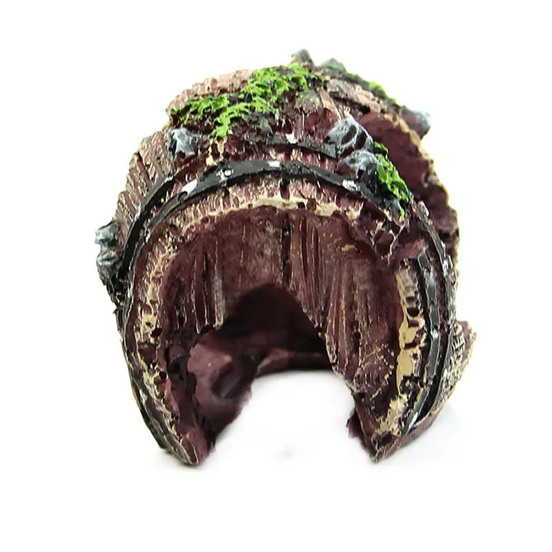 Aquarium Resin Wood Trunk Log Artificial Barrel Hideout Cave Landscaping Fish Tank Ornaments Decorations Background acuario Vue