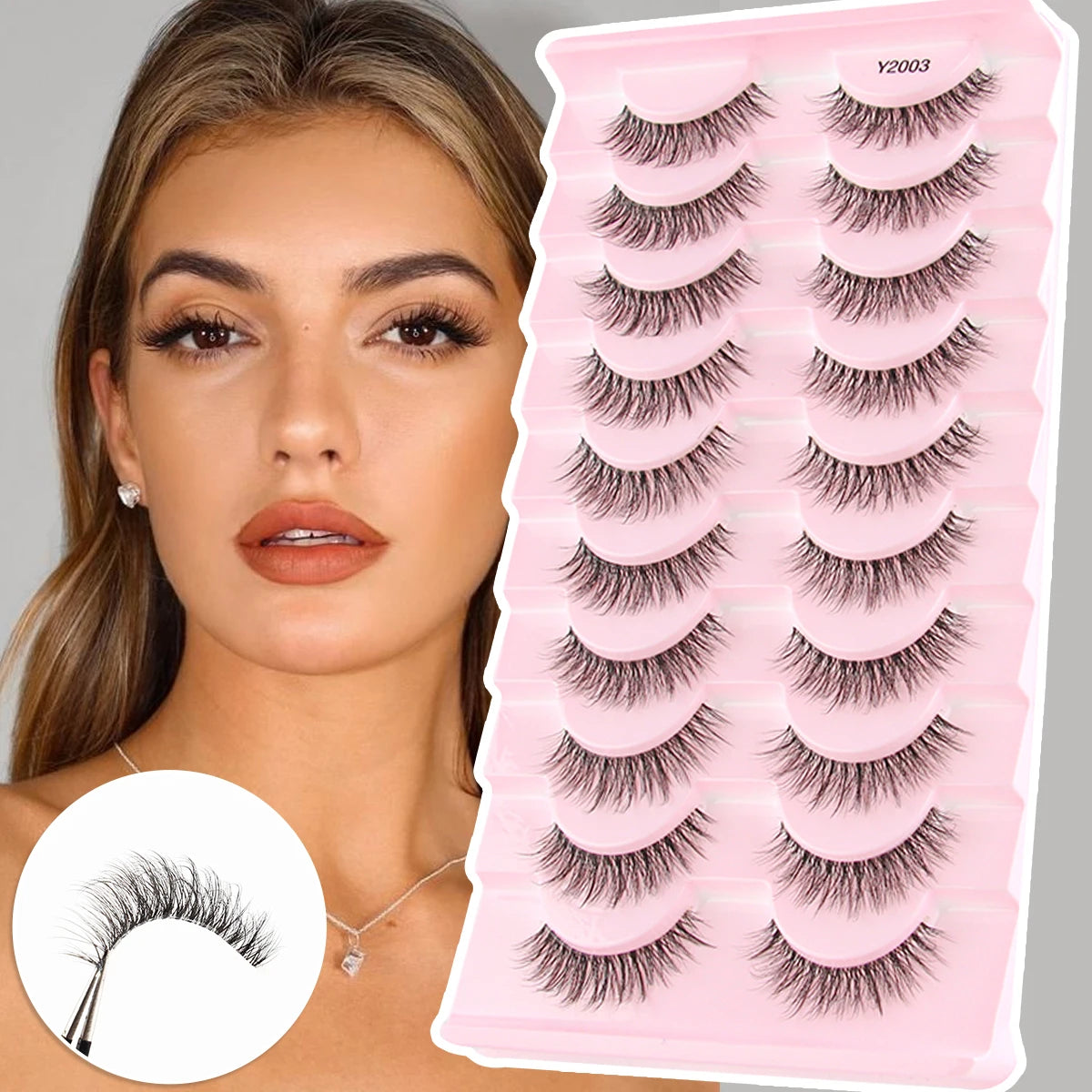 10 Pairs False Eyelashes Natural Look Soft Eyelash Extension 3D Mink Half Lashes Makeup Faux Cils Cat Eye Eyelashes Maquiagem Vue
