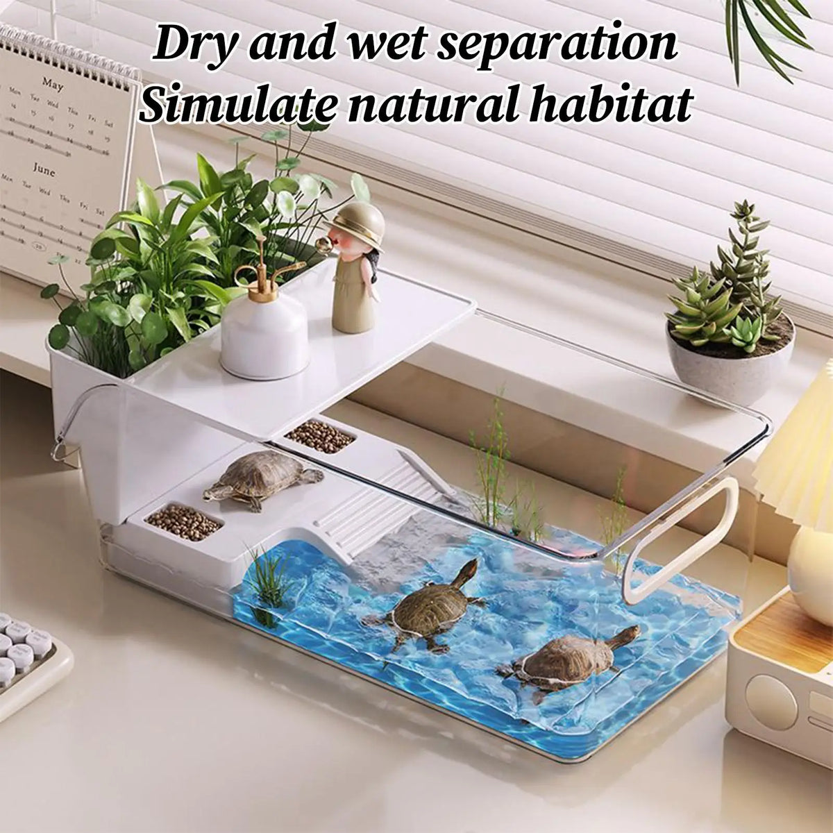 Turtle Aquarium Multi-functional Aquarium Transparent Terrarium for Crayfish Hermit Crabs Frog Reptile Tortoise Habitat Basking Vue