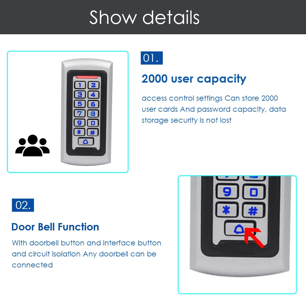 Automatic Gate Opener System Set RFID Access Control with 125kHz Wiegand Card Reader Metal Keypad Vehicle Detection Security Vue