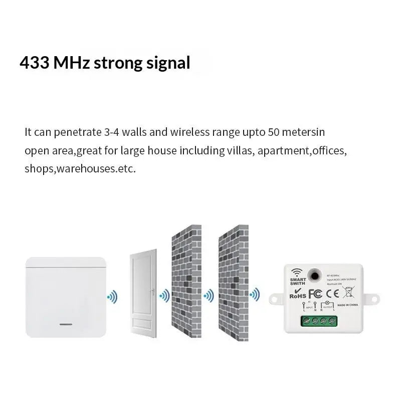 Wireless ON OFF RF433 Module Remote Control Light Switch 1/2/3 Gang Push Button Wall Light Switch For Light Bulb Chandelier Vue
