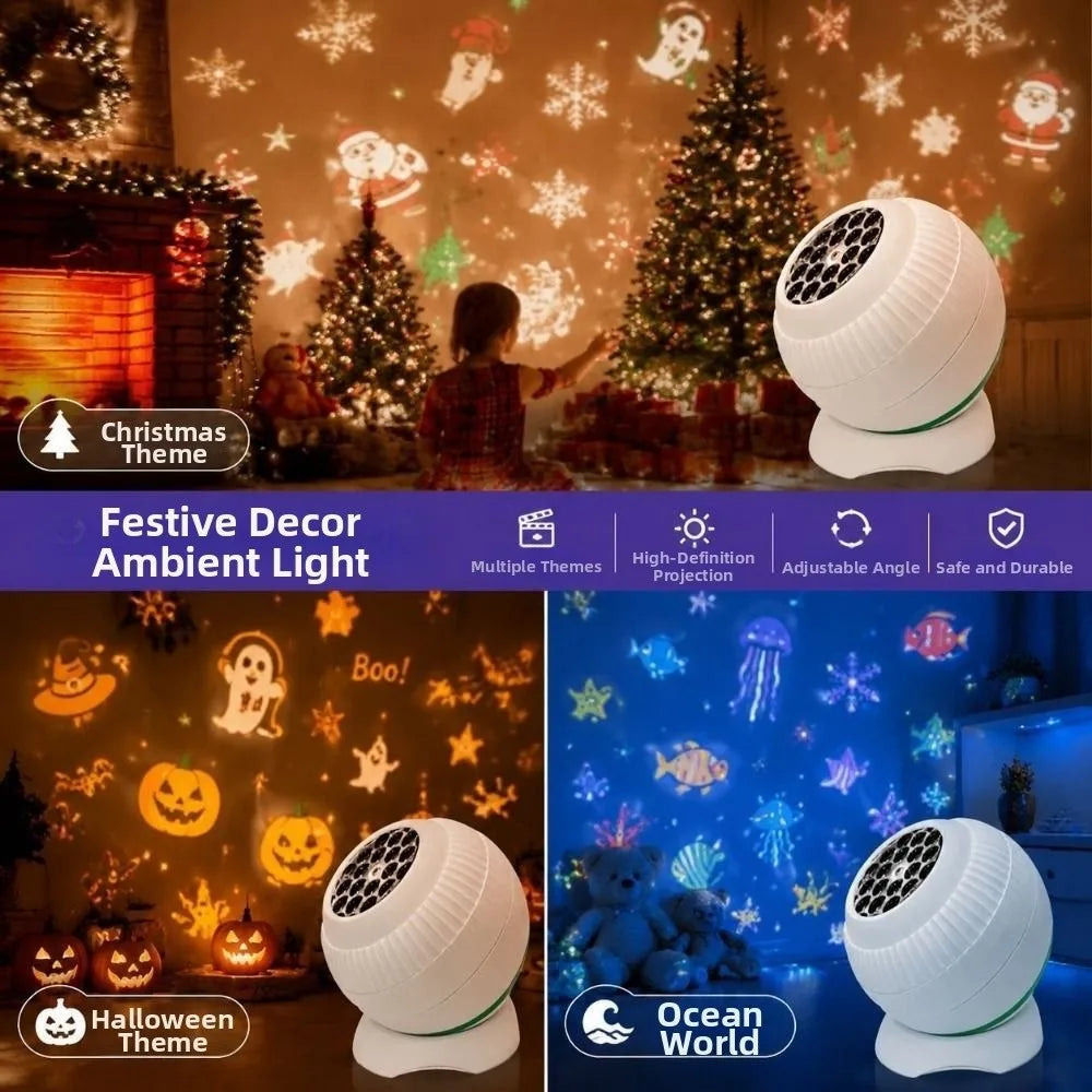 360° Rotating Ocean Projector Light USB Starry Sky Projection Dynamic Night Light Dynamic Projector Decorative Lamp Vue