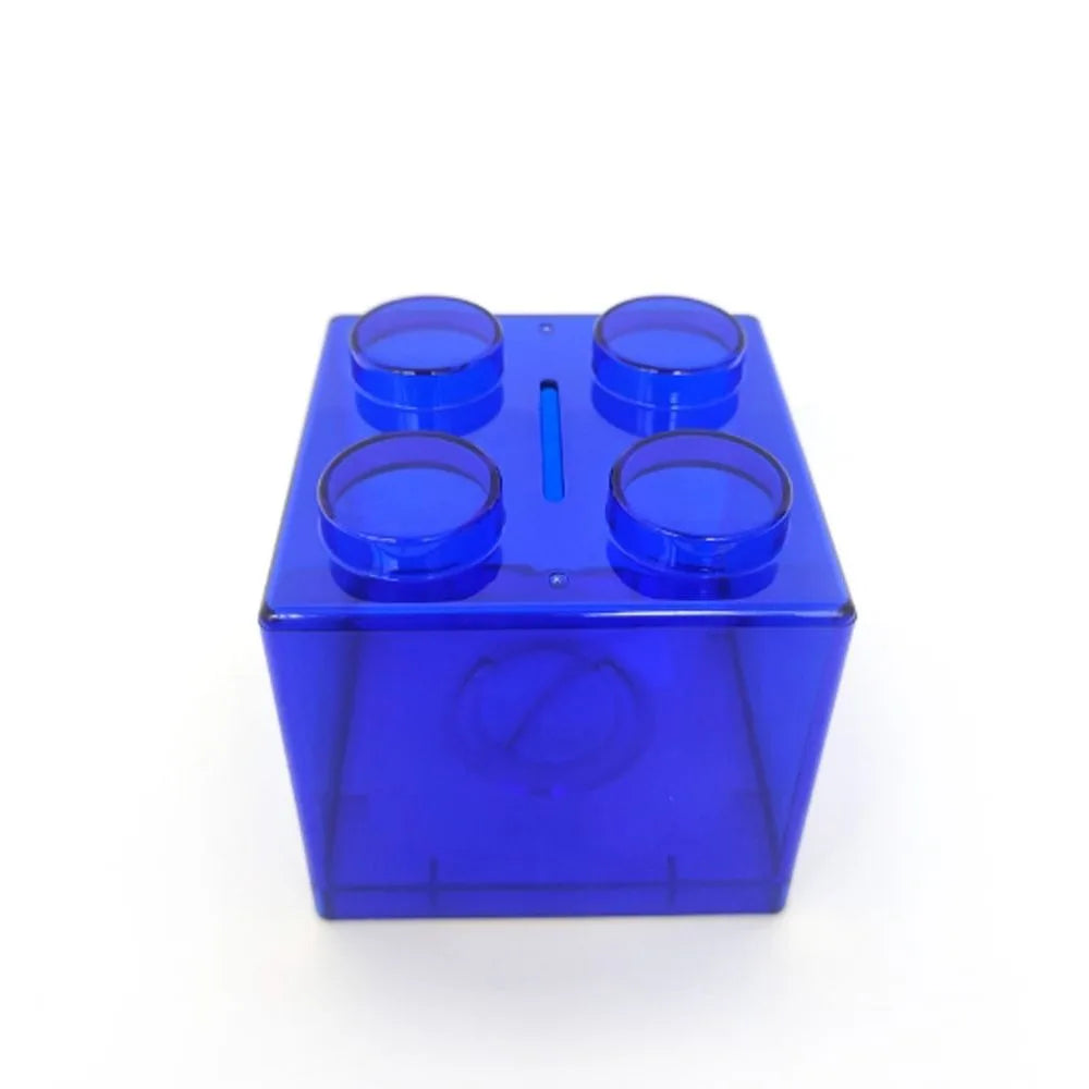 Transparent Funny Change Box Home Decor Piggy Bank Building Block Vue blue