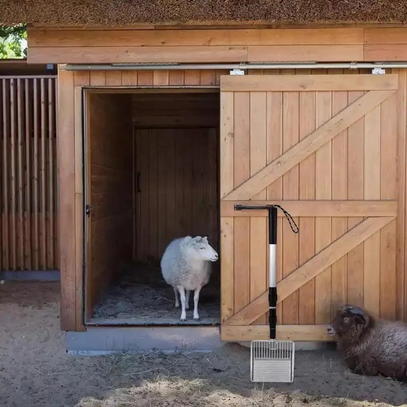 Metal Cat Litter Scoop Retractable Handle Cat Poop Spoon Multiplehole spacing Spoon Chicken Coop Rake Shovel for Separating Poop Vue