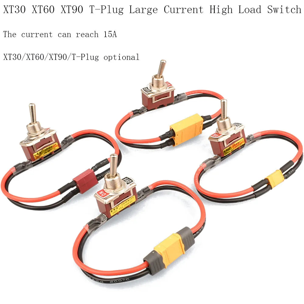 XT30/XT60/XT90/T-Plug Power High Current High Load Switch ON-OFF Toggle 12AWG for eBike RC Airplane ESC Motor Connecting Adapter Vue