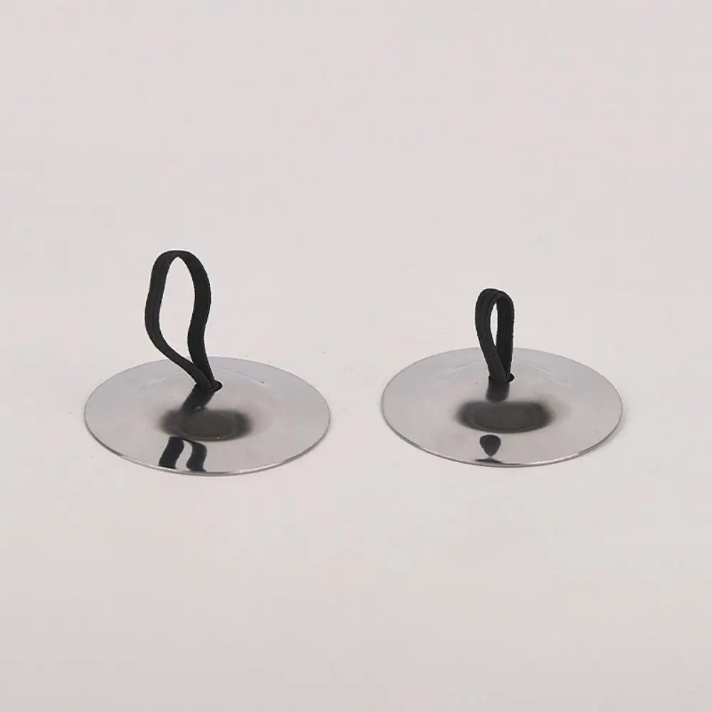 2Pcs Portable Finger Cymbal Traditional Professional Percussion Instrument Golden/Silver Mini Finger Dial Pads Vue